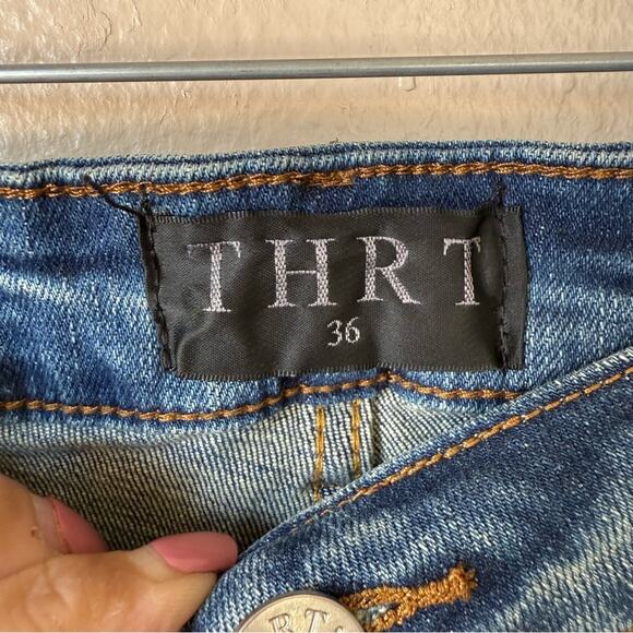 Men's Thrt Shredded Denim Flare Leg Jeans Size 36 - Picture 3 of 6